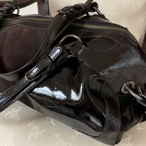 Sondra Roberts Patent Leather and Suede Bag